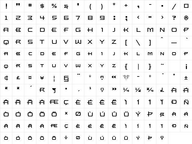 Bronzo Regular Character Map Bronzo Regular Character Map