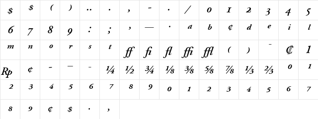 AGaramondExp Bold Italic Character Map