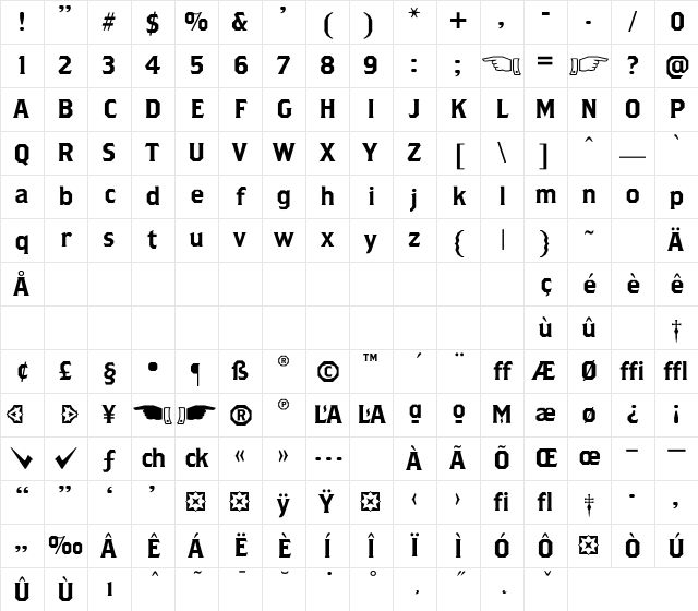 Brothers Regular Character Map