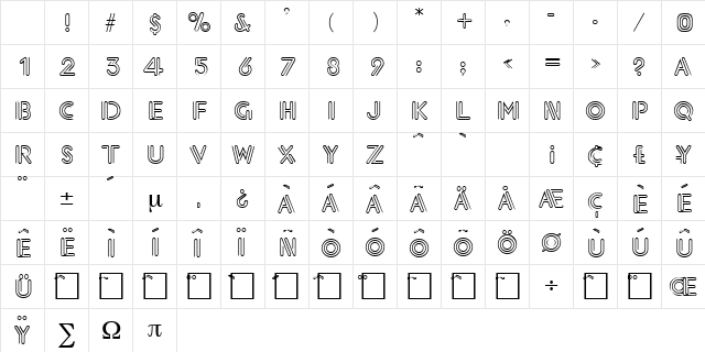 Lightbrigade Regular Character Map