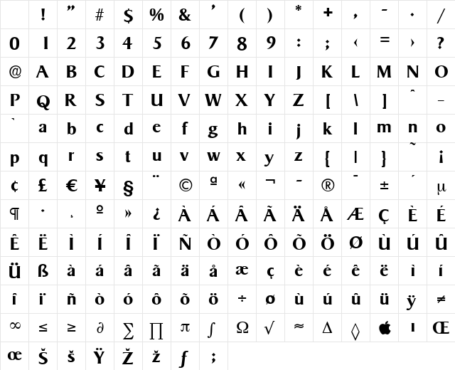 BruceBecker Bold Character Map BruceBecker Bold Character Map