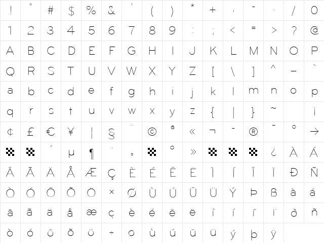 Bryant Regular Character Map
