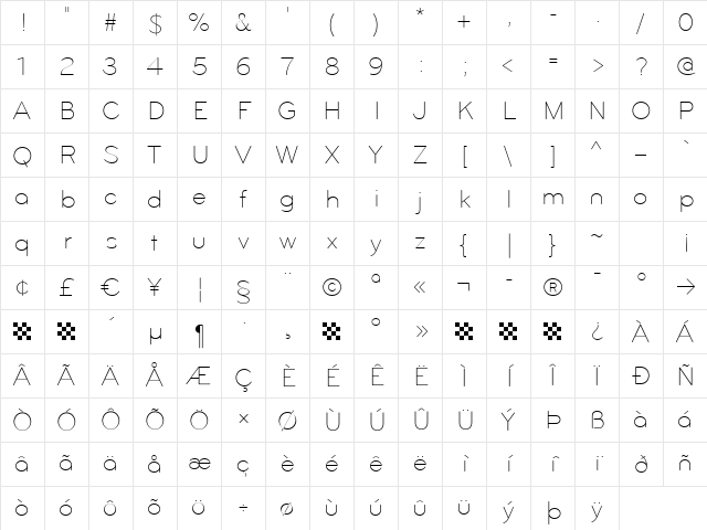 Bryant Regular Character Map
