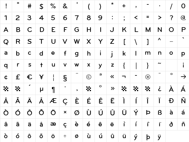 Bryant Regular Character Map