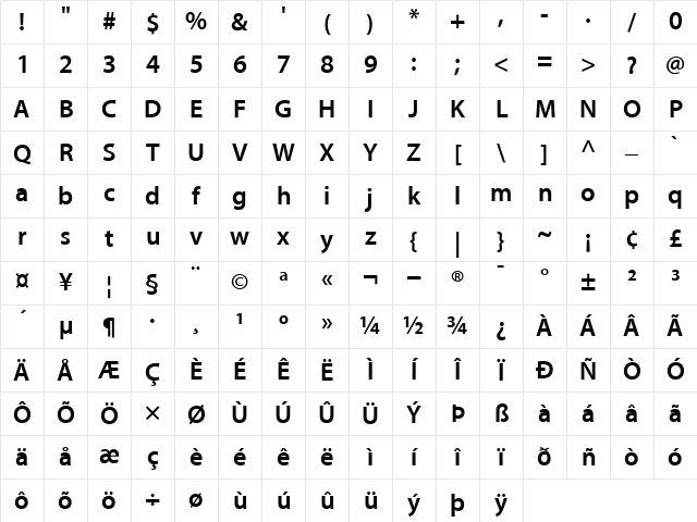 AdobeCorporateIDMyriad-SemiBold Semi Bold Character Map AdobeCorporateIDMyriad-SemiBold Semi Bold Character Map