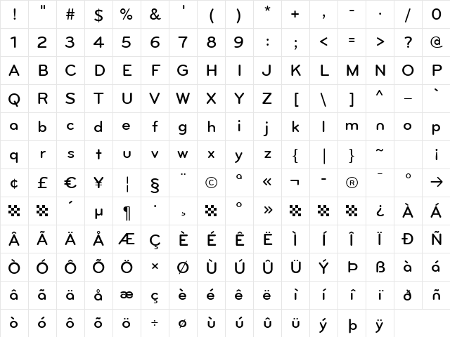 Bryant Regular Character Map