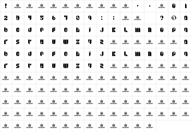 B SIDE BY BILLY ARGEL BLOCK Character Map