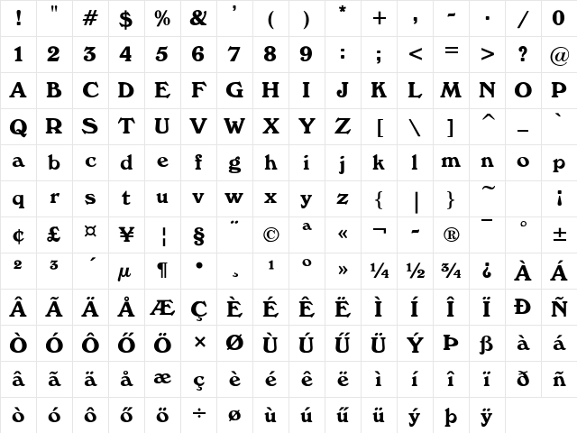 Buckingham Regular Character Map