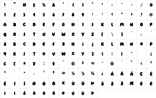 Bubble Garden Bold Character Map Bubble Garden Bold Character Map