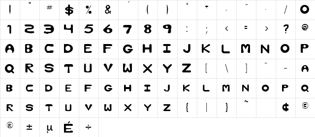 Bubble Regular Character Map