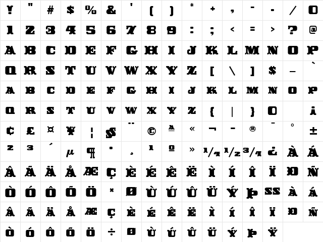 BuckerooITC TT Regular Character Map