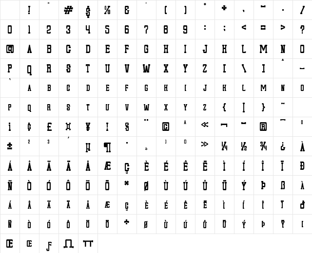 Budi Mose Regular Character Map
