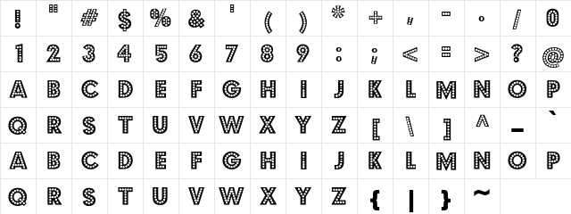 Budmo Jiggler Regular Character Map
