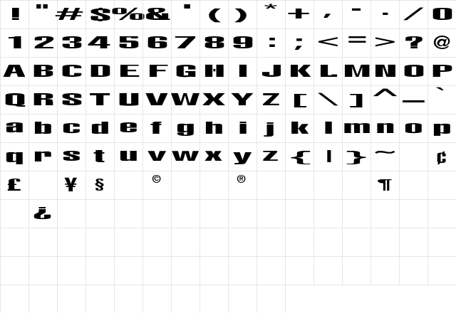 LightsOut Regular Character Map