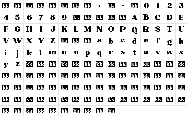 Bugaki Regular Character Map