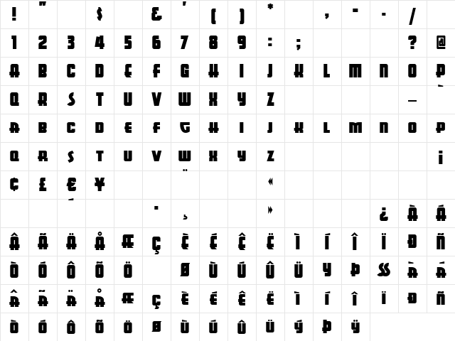 Bull Frog Regular Character Map Bull Frog Regular Character Map