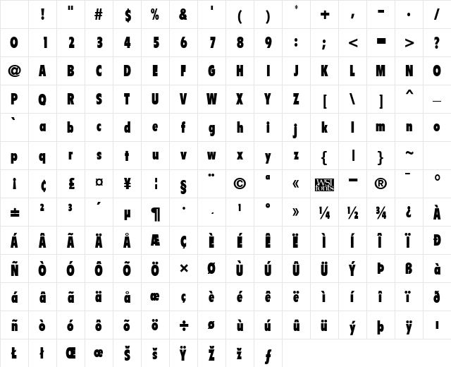Bulletin Regular Character Map Bulletin Regular Character Map