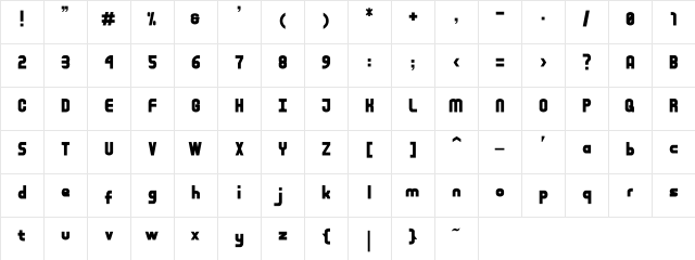 Buman Bold Character Map