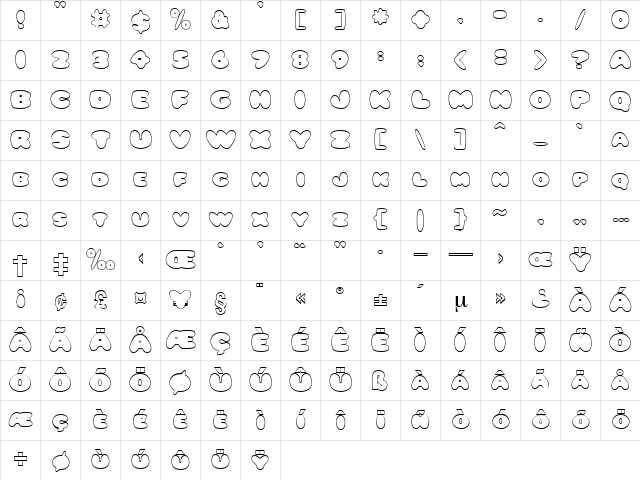 BumblebeeOpen Regular Character Map