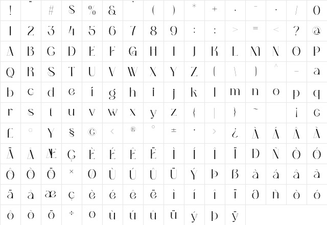 Bumerang Regular Character Map Bumerang Regular Character Map