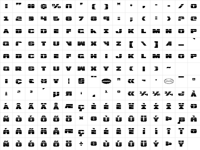 Bummer Laser Laser Character Map