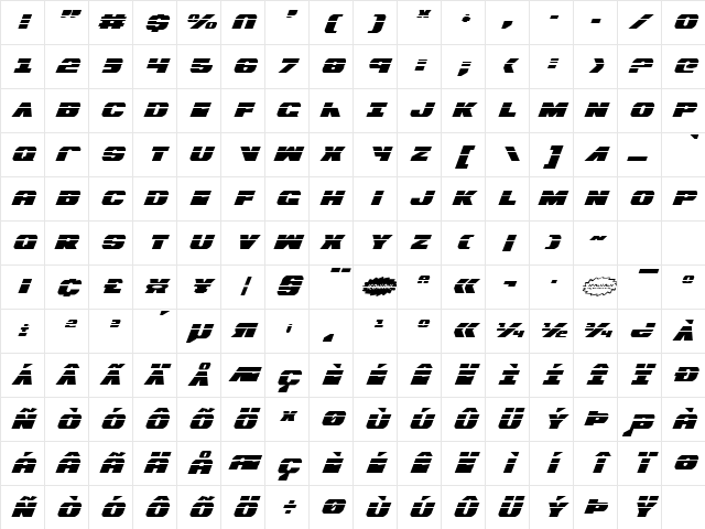 Bummer Laser Italic Laser Italic Character Map