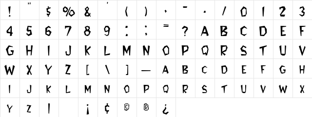 BungaloSCapsSSK Regular Character Map