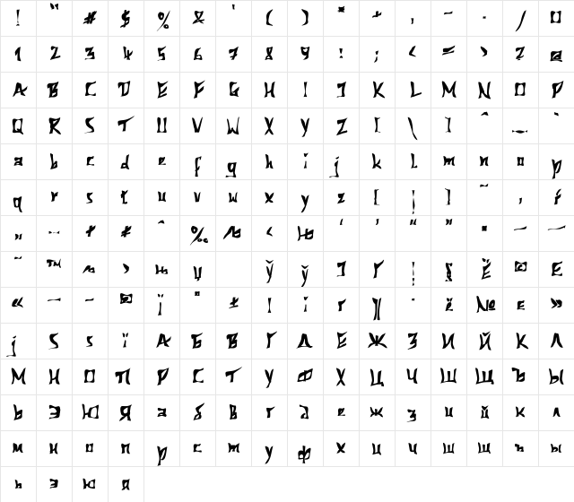 612Koshey Bold Character Map