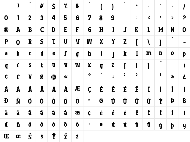Burgs Slab Regular Character Map Burgs Slab Regular Character Map
