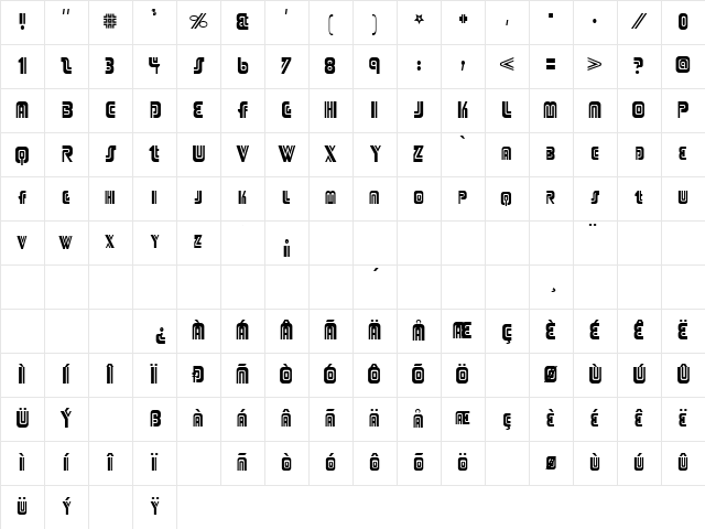 Adriator Regular Character Map Adriator Regular Character Map