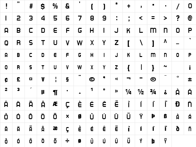 BurningFactsText79 Regular Character Map