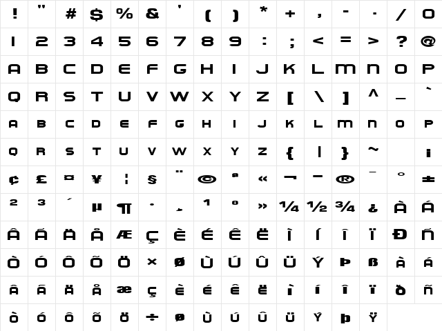 BurningFactsText79 Regular Character Map