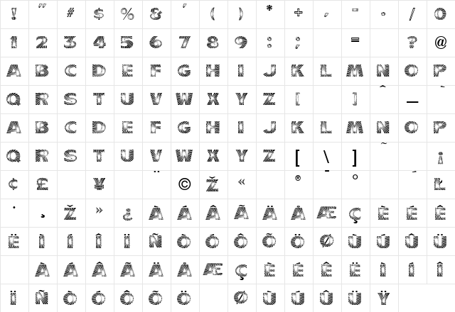 Burst Regular Character Map