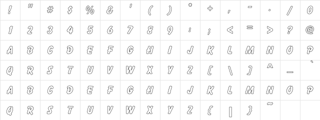 Cartoon Hollow Regular Character Map