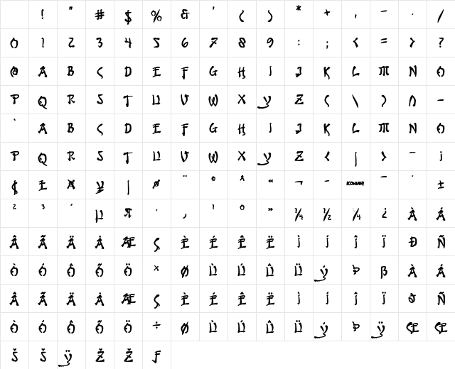 Bushido Bold Character Map Bushido Bold Character Map