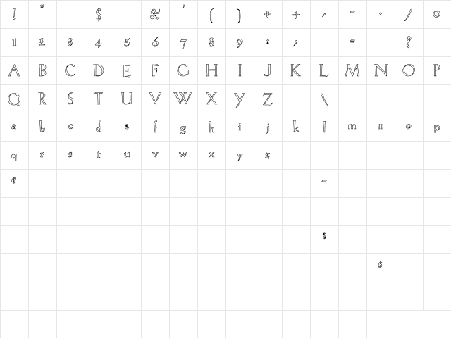 LilHvy Hollow Regular Character Map