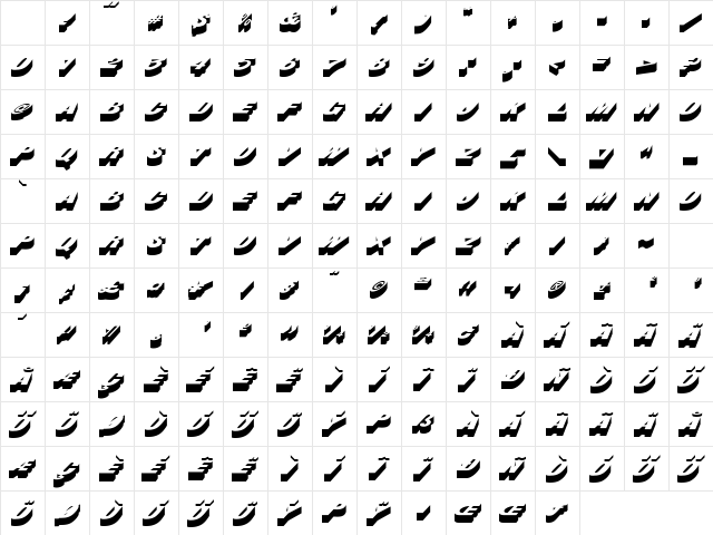 Buster HU Normal Character Map