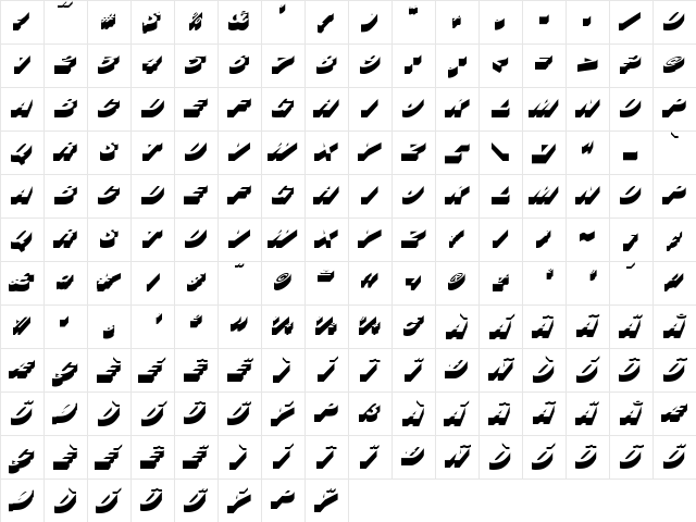 Buster Regular Character Map