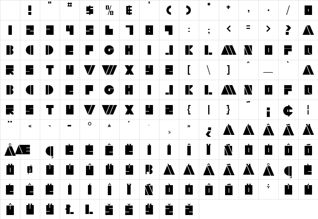 Butner Bold Character Map Butner Bold Character Map