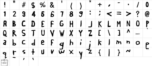 Buttweasel Regular Character Map