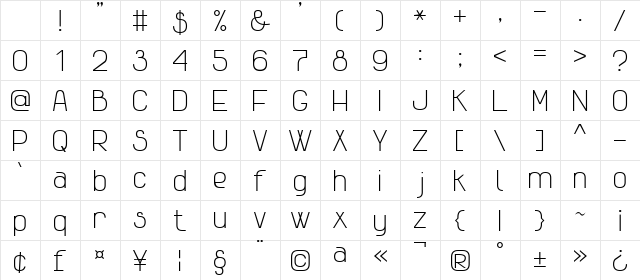 Advanced Sans Serif 7 Regular Character Map Advanced Sans Serif 7 Regular Character Map