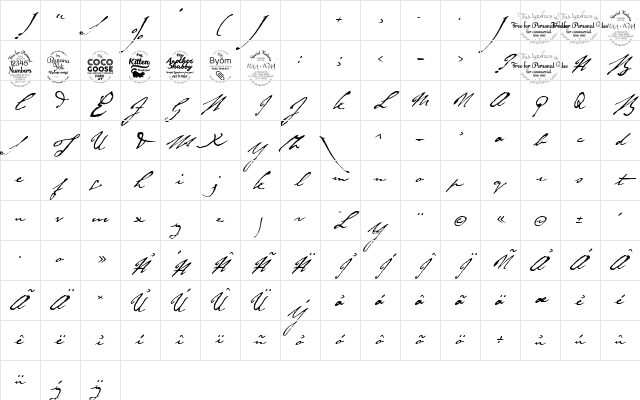 Byron Regular Character Map