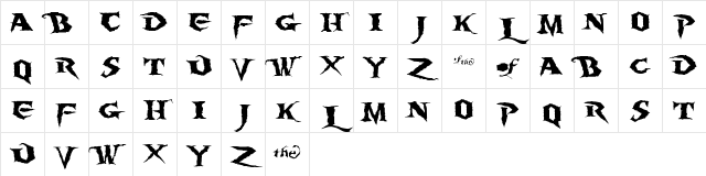Burning Wrath Regular Character Map