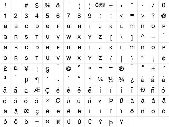 C Dans L'air Regular Character Map