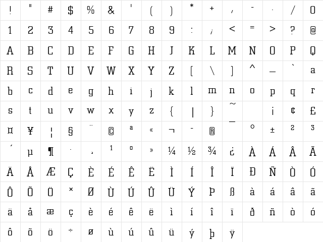 CityDLig Regular Character Map