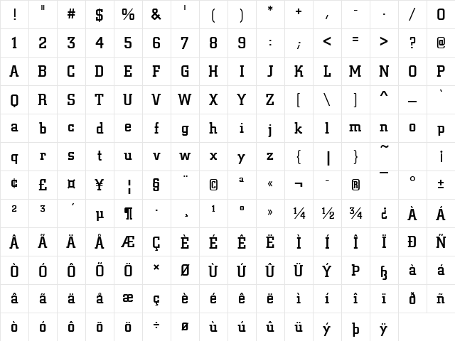 CityDMed Regular Character Map CityDMed Regular Character Map