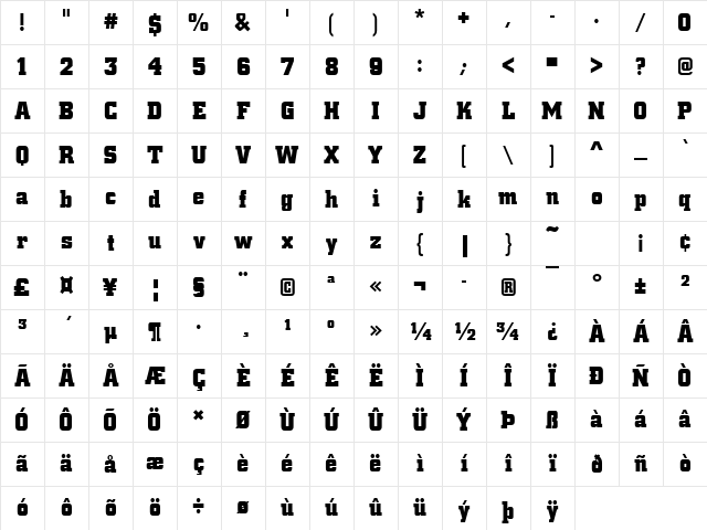 CityDBol Regular Character Map
