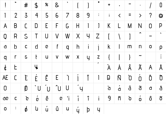 advent Extra Bold Character Map