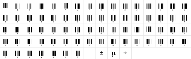 C39HrP24DlTt Normal Character Map