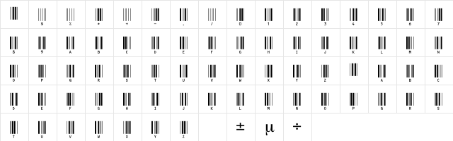C39HrP24DmTt Normal Character Map